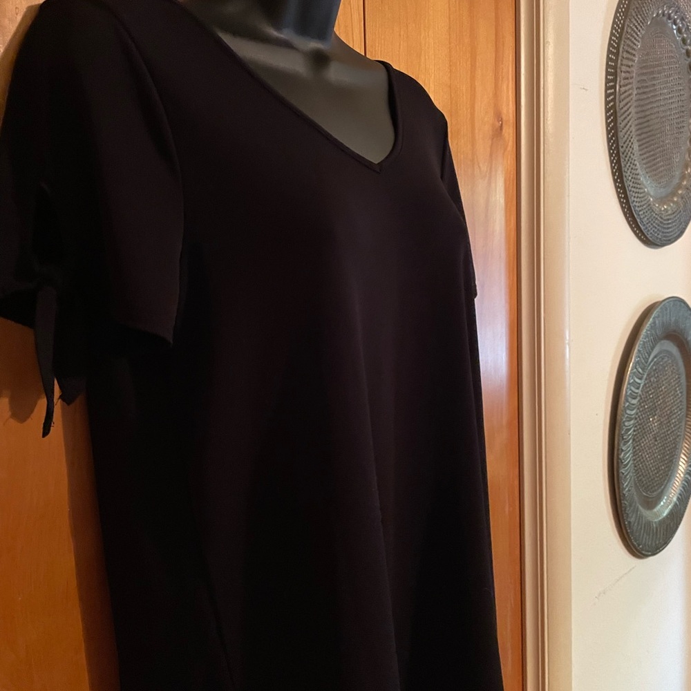 Green Envelope black shirt sleeve v neck top
